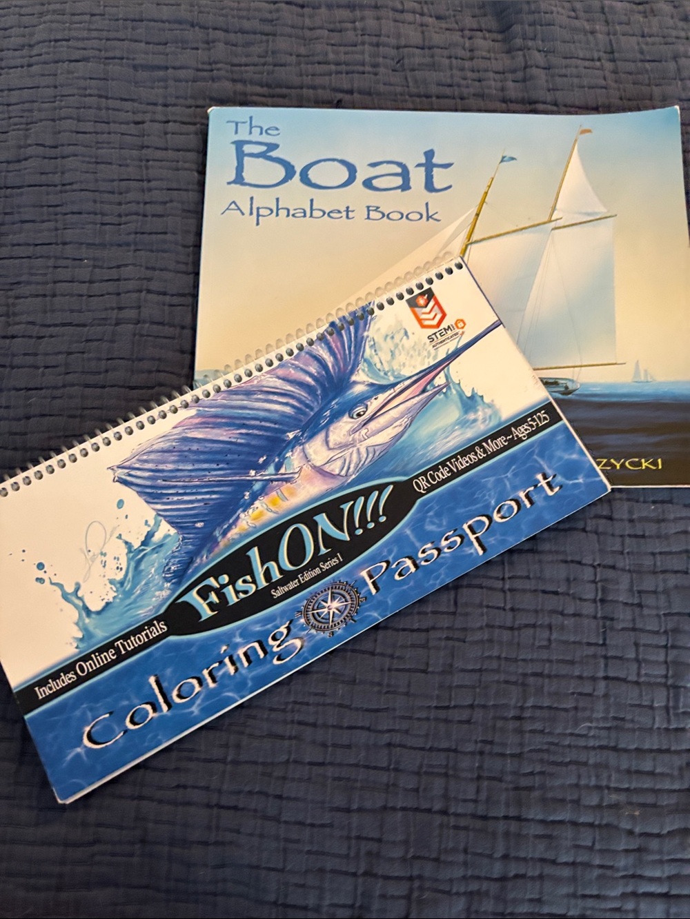 FishON!!! Coloring Passport & The Boat Alphabet Book - Blue